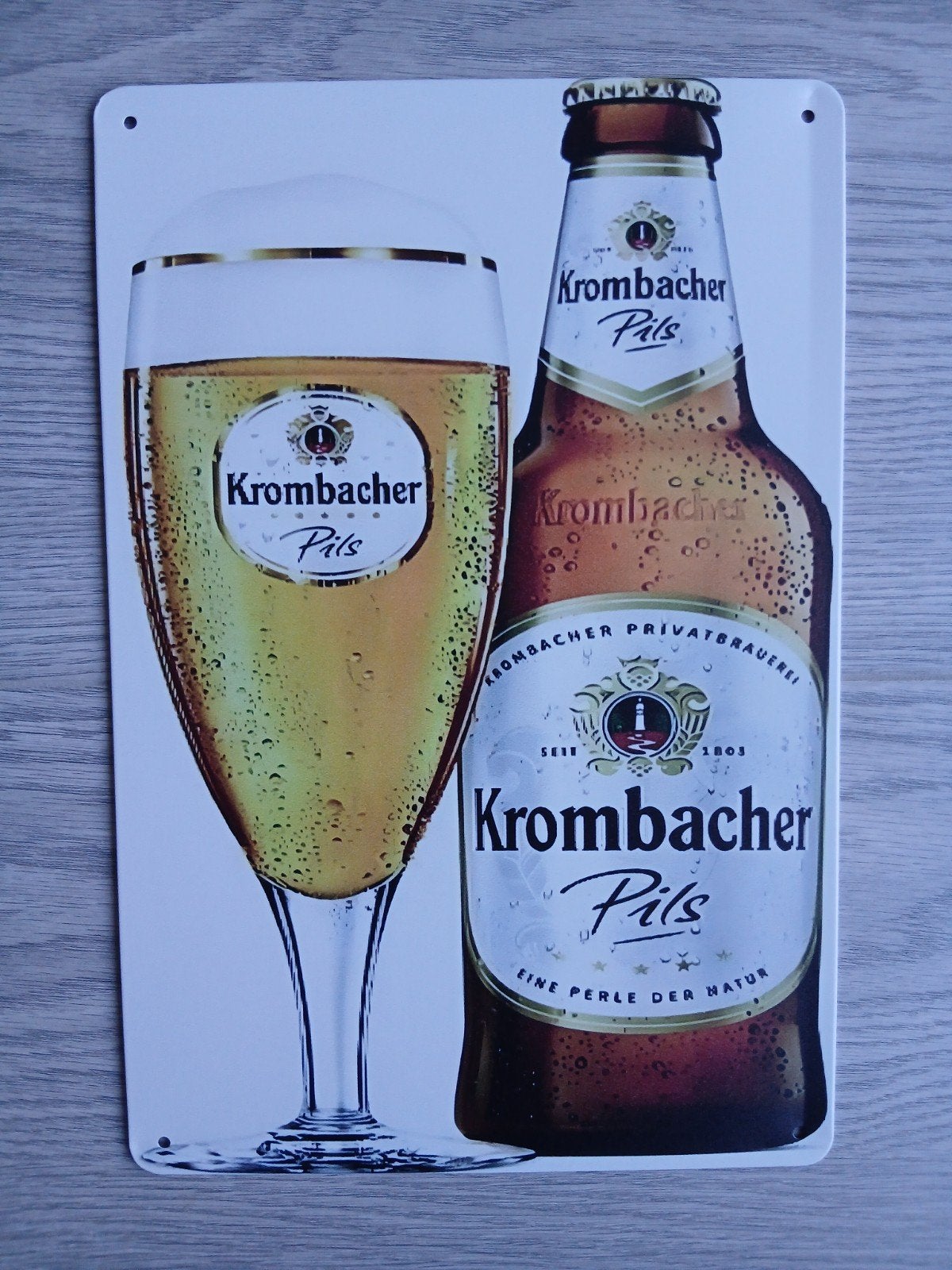 Krombacher 20x30 cm Metalen Reclamebord, Verzamelen, Ophalen of Verzenden, Nieuw, Reclamebord, Plaat of Schild, Overige merken