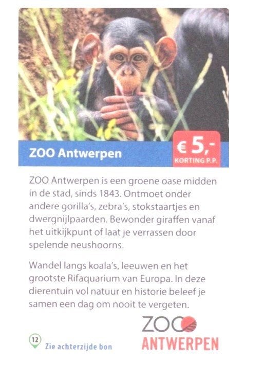 ZOO Antwerpen € 5,- korting p.p., Drie personen of meer, Kortingskaart