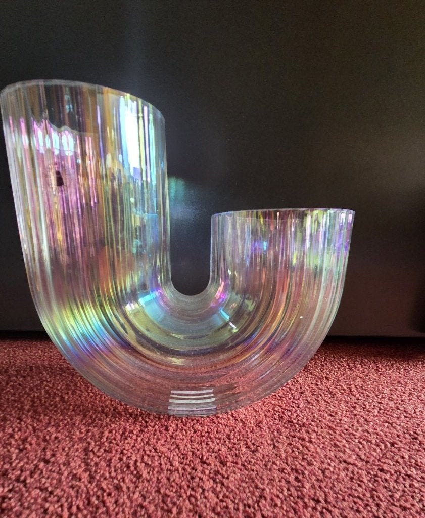 Raffelbjork vaas parelmoer van Ikea (groot), Transparant, Ophalen of Verzenden, 20 cm, Glas