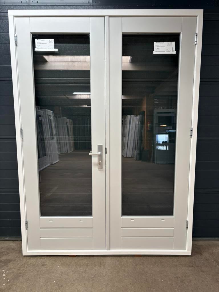 Set openslaande tuindeuren met hardhouten kozijn., Doe-het-zelf en Verbouw, Kozijnen en Schuifpuien, Ophalen, Zo goed als nieuw