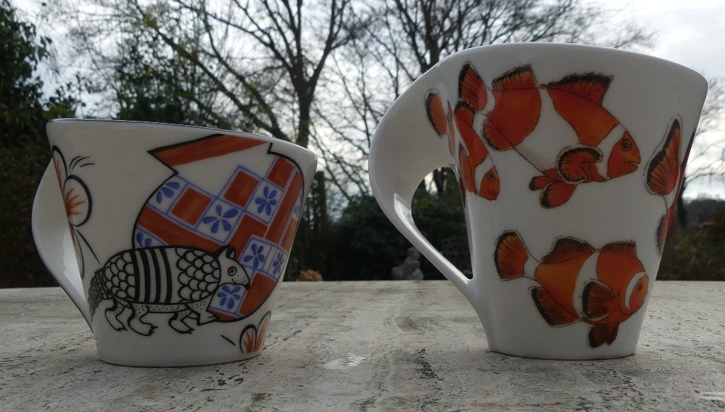 2 Villeroy & Boch Wave Mokken Animals of The World, Villeroy & Boch, Nieuw, Modern, Porselein