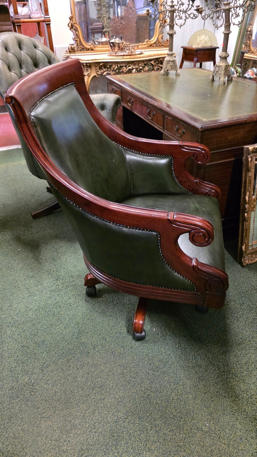 mahonie houten Chesterfield bureaustoel, Antiek en Kunst, Ophalen