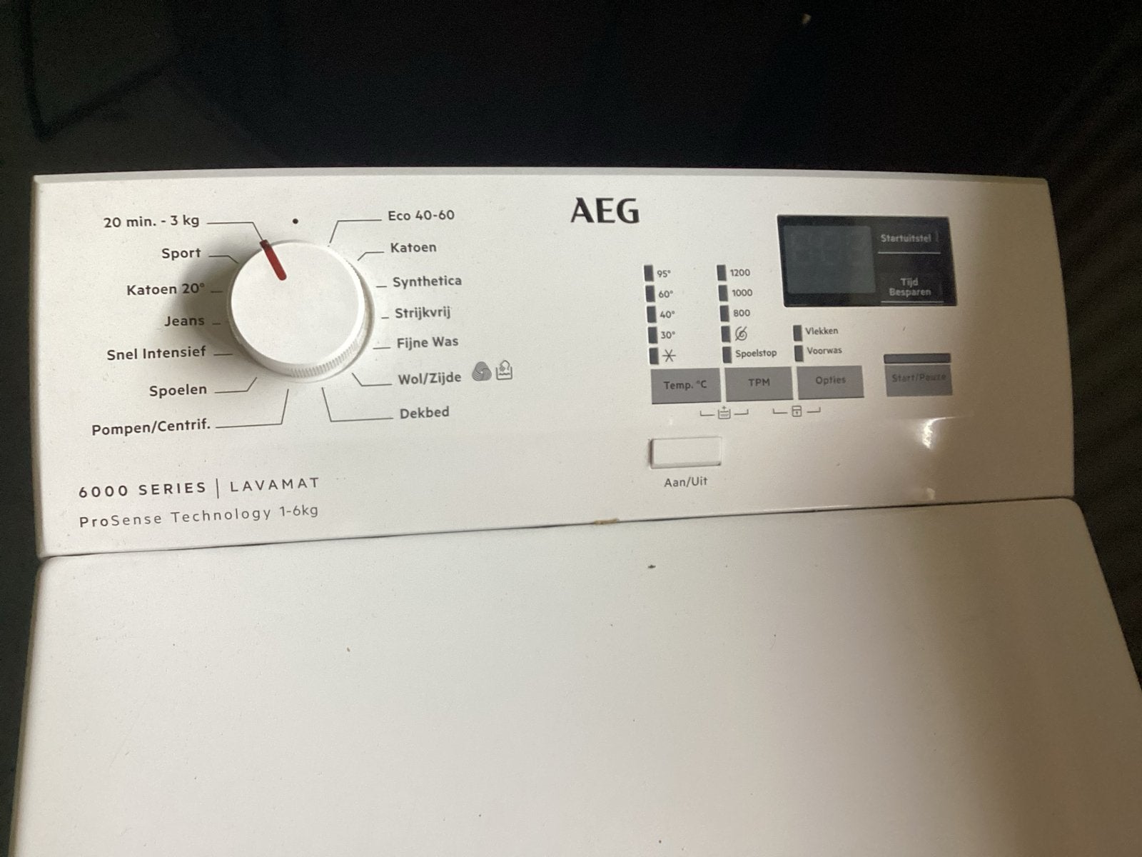 AEG wasmachine bovenlader, Bovenlader, Ophalen of Verzenden, Zo goed als nieuw, 90 tot 95 cm