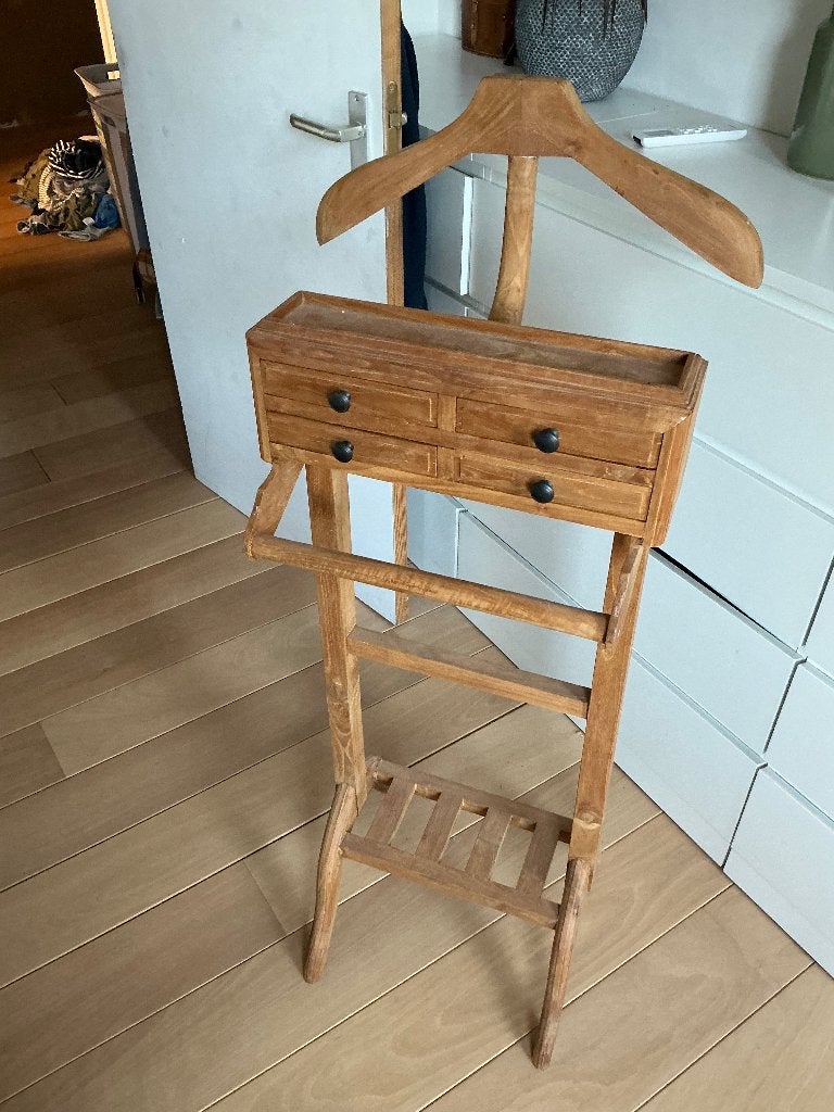 Vintage houten staande dressboy/kapstok met lades, Ophalen, 100 tot 150 cm, Zo goed als nieuw, Staande kapstok