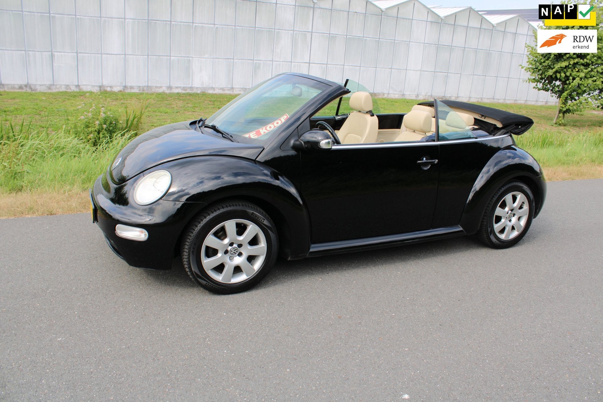 Volkswagen New Beetle Cabriolet 1.6 met Leder en Airco en el, Open dak, Gebruikt, Beetle (Kever), 4 cilinders