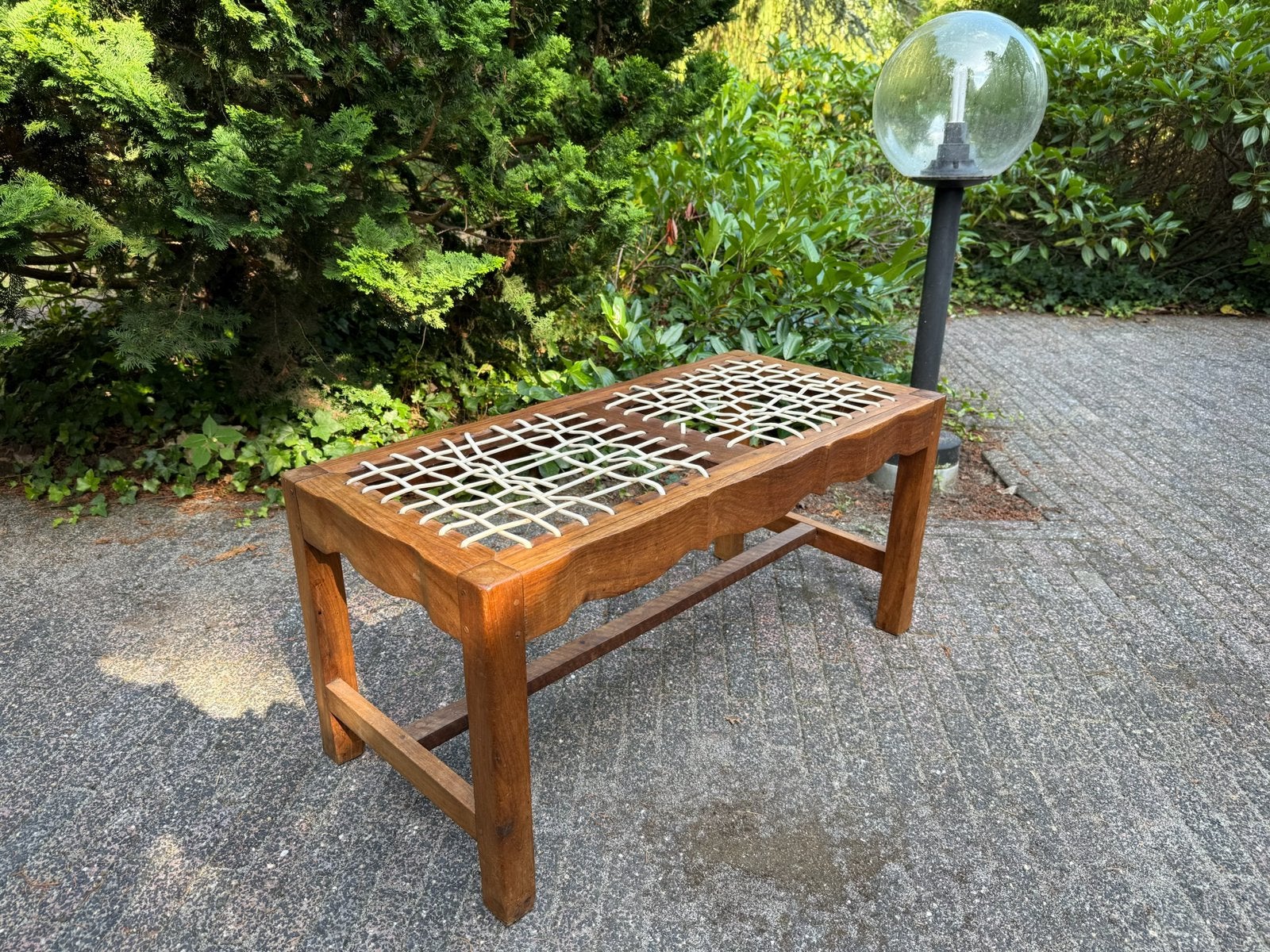 Handgemaakte Zuid Afrikaanse houten bank, Huis en Inrichting, Stoelen, Ophalen, Bruin, Eén
