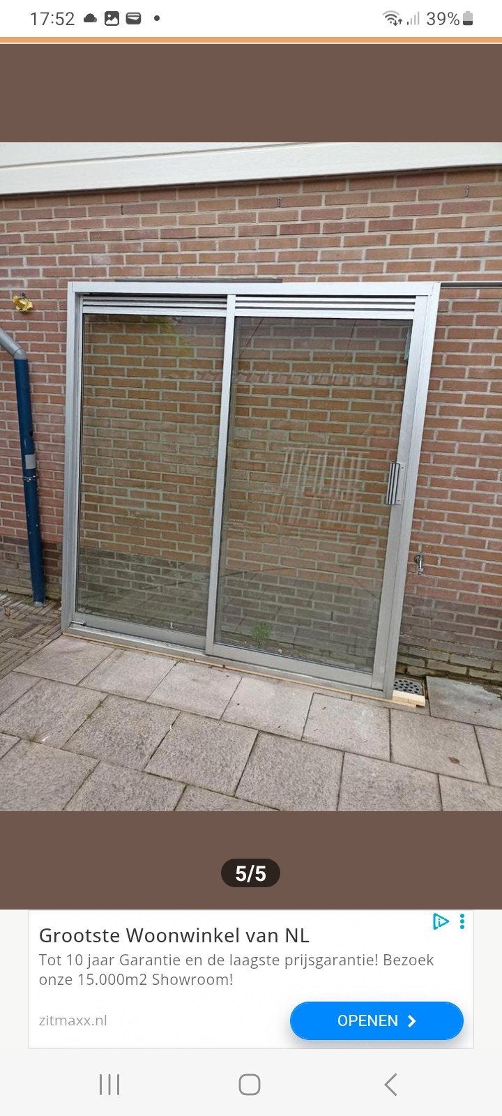 Schuifpui aluminium met Dubbelglas - 200x210 cm, Gebruikt, Aluminium, Ophalen of Verzenden, 150 tot 225 cm