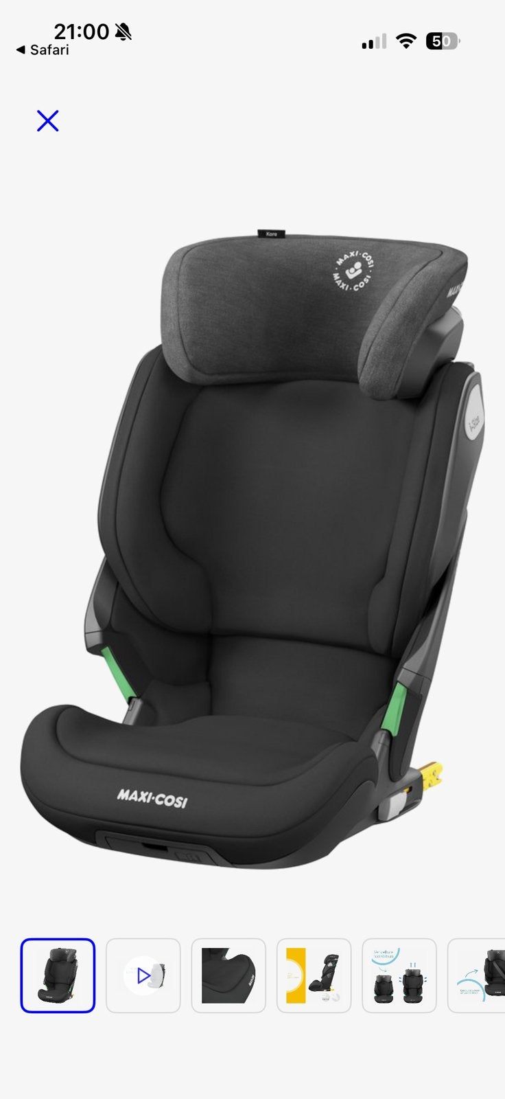 Maxi Cosi Kore i-Size Authentic Black nieuwstaat, Ophalen, 15 t/m 36 kg, Verstelbare rugleuning, Zo goed als nieuw