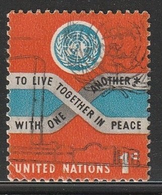 Verenigde Naties New York 1965 156 VN-embleem 1c, Gest, Ophalen of Verzenden, Gestempeld, Noord-Amerika