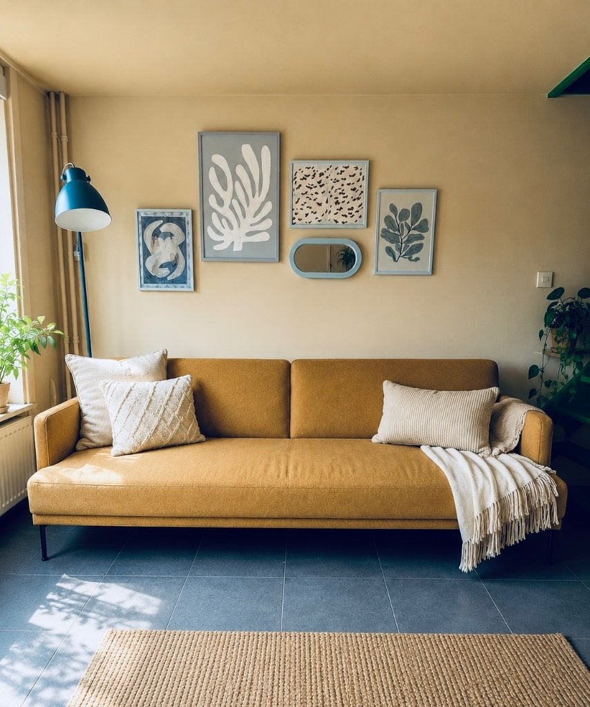 Bank geel, Huis en Inrichting, Ophalen, Gebruikt, Minder dan 75 cm, Driepersoons