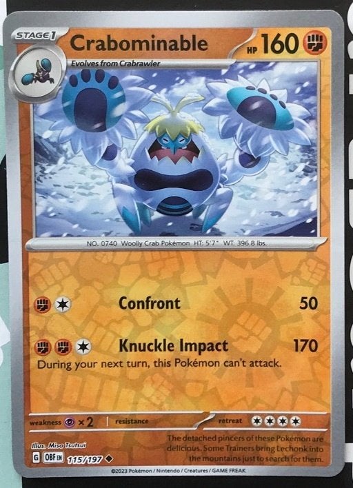 Pokemon - Crabominable (OBF 115) - Reverse holo.., Ophalen of Verzenden, Nieuw, Losse kaart, Foil