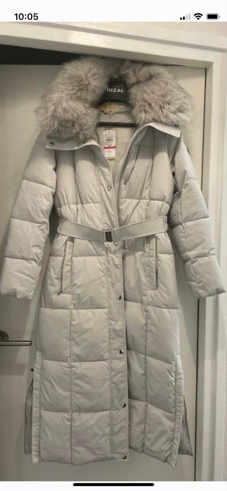 MICHAEL Michael Kors lange gewatteerde jas met bontkraag, Kleding | Dames, Ophalen, Nieuw, Maat 34 (XS) of kleiner, Grijs