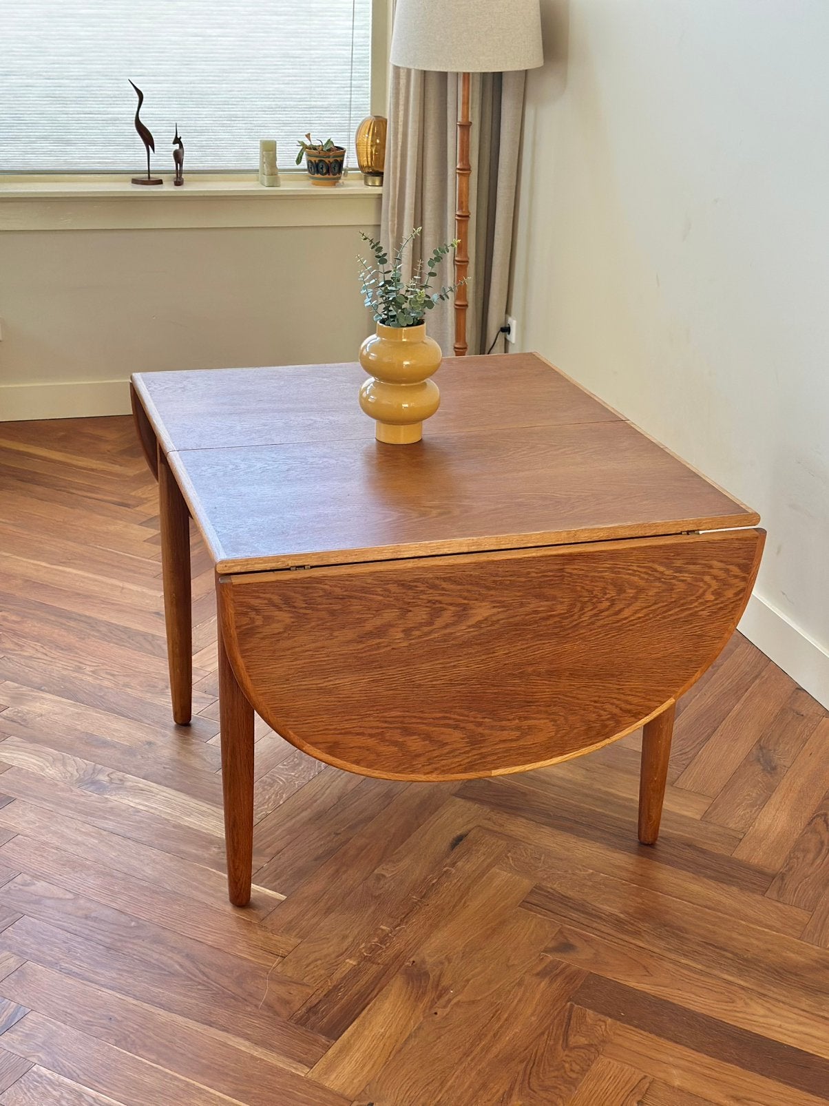 Vintage eetkamertafel Deens hout jaren 50/60/70, Huis en Inrichting, Tafels | Eettafels, Ophalen, Gebruikt, 150 tot 200 cm, Eikenhout