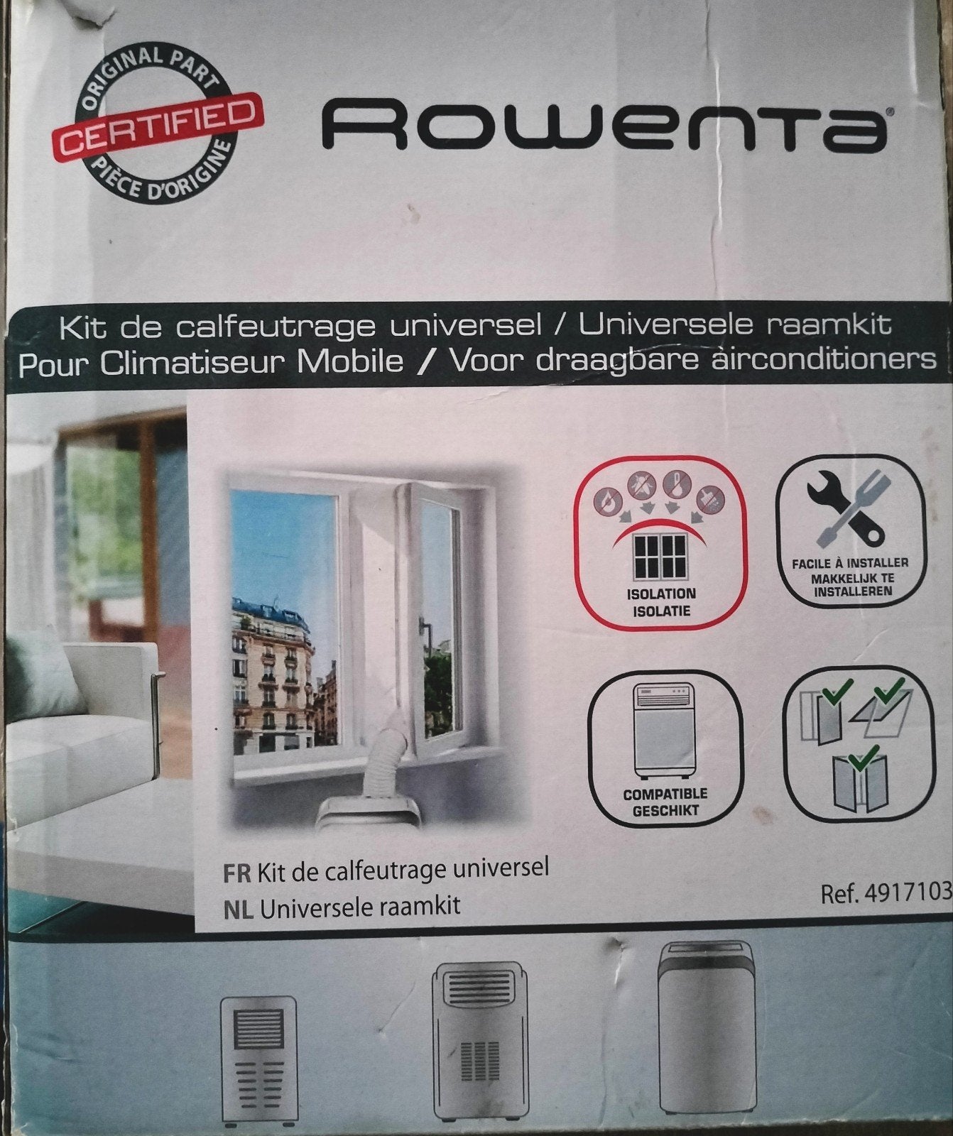 Rowenta universele raamkit voor mobiele airco, Ophalen of Verzenden, Nieuw, Luchtbevochtiger