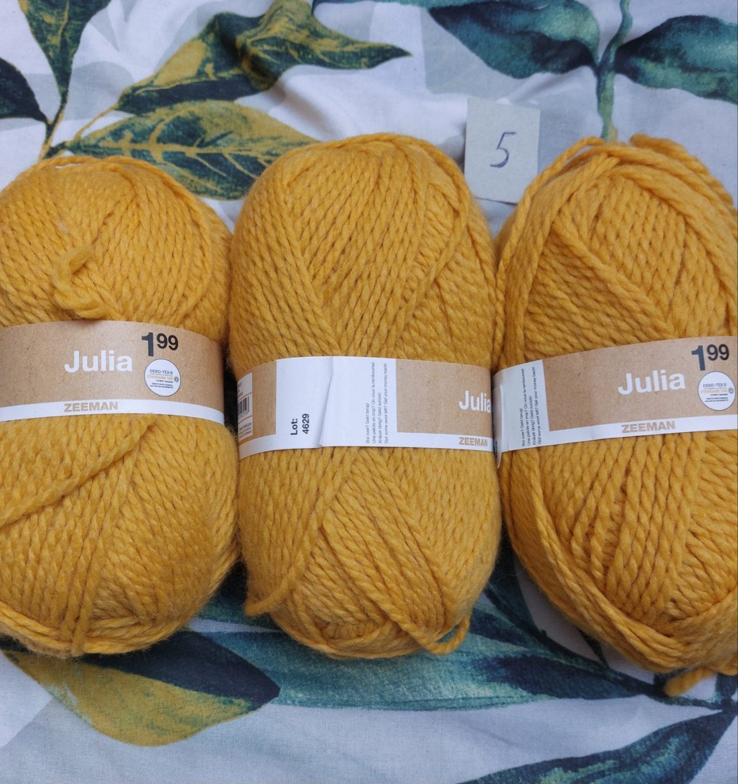 3 bollen wol geel (Julia), Hobby en Vrije tijd, Ophalen of Verzenden, Nieuw, Breien of Haken, Wol of Garen