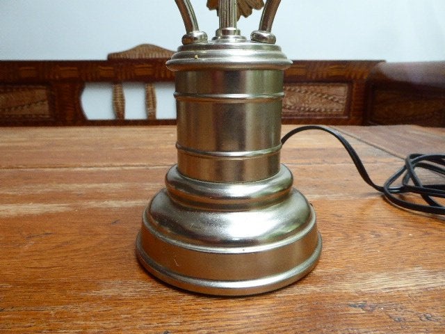 Vintage metalen lamp met 3 bloemen, Ophalen of Verzenden