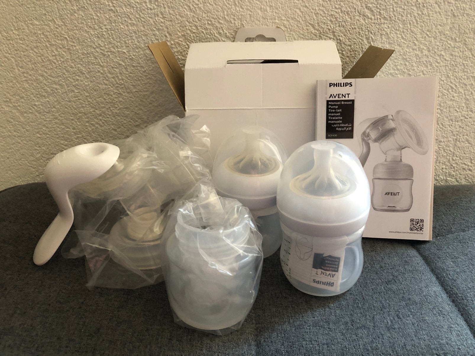 Philips avent hand borstkolf met extra flesjes en spenen, Draagbaar, Nieuw, Borstkolf, Philips Avent