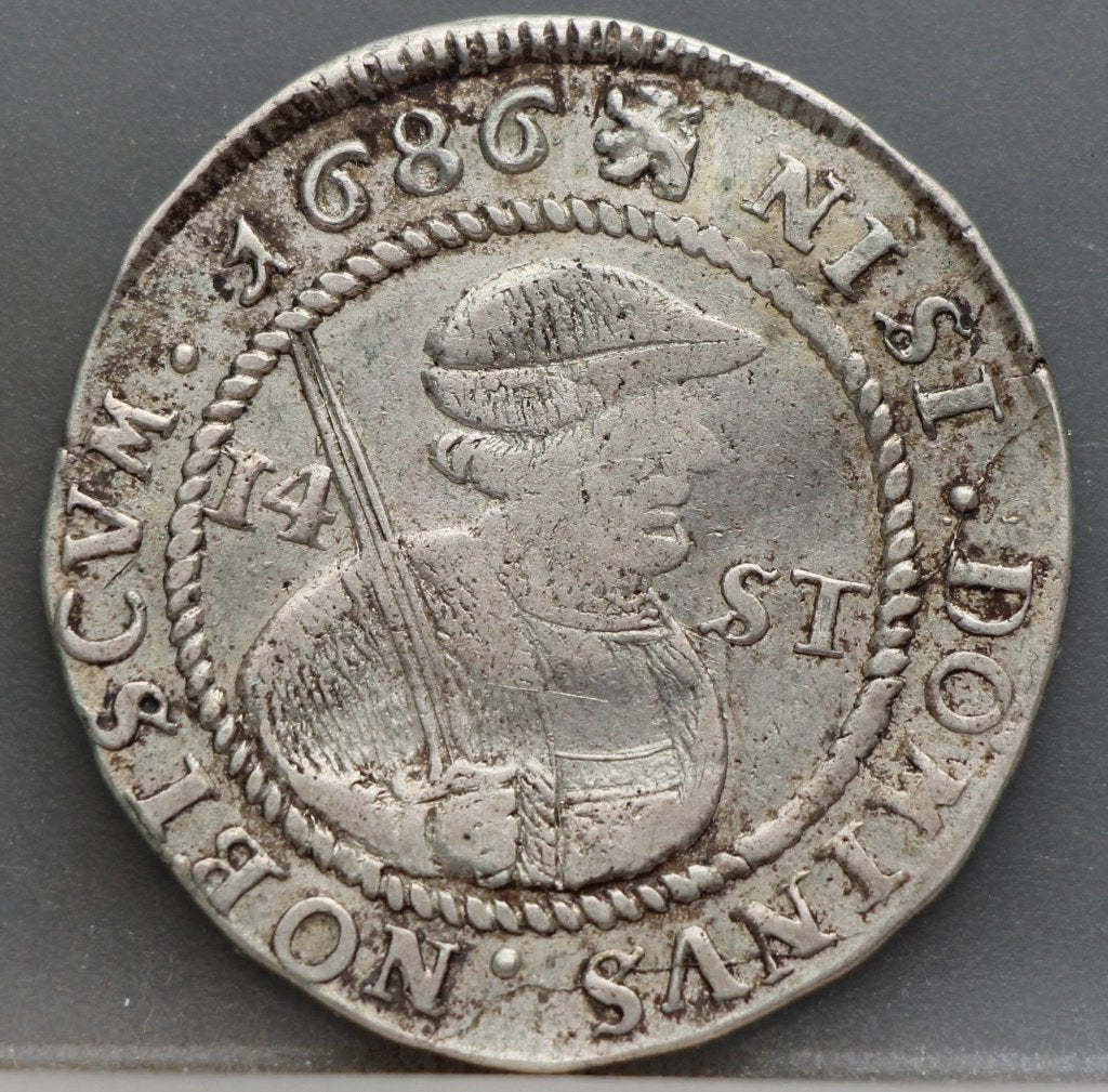 Zilveren 14 Stuiver 1686 / 1/2 Florijn 1686 Friesland, Postzegels en Munten, Vóór koninkrijk, Zilver, Losse munt, Overige waardes