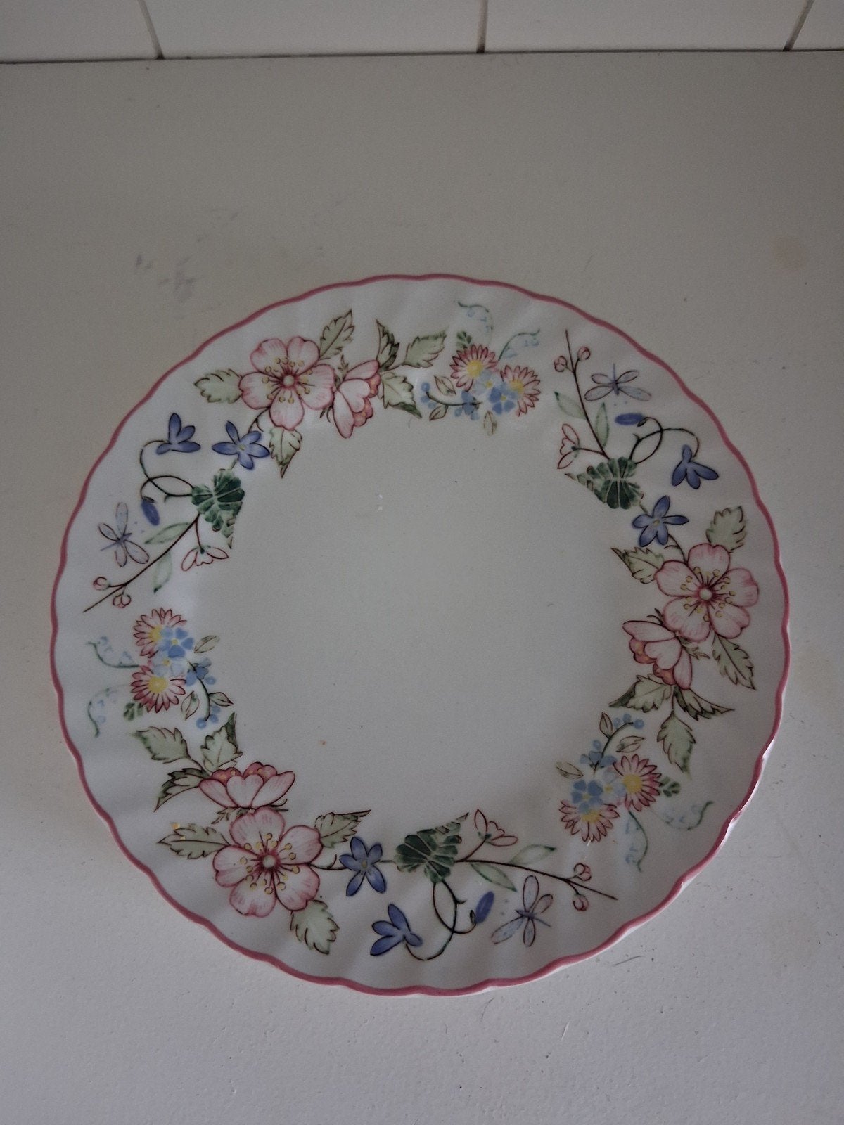 Vintage gebaksbordjes Wood & Sons Spring Fields 17cm, Huis en Inrichting, Keuken | Servies, Gebruikt, Overige merken, Keramiek