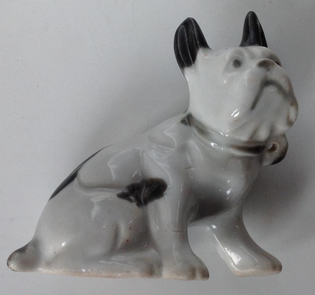 Vintage Japans beeldje van Franse buldog zwart wit, Verzamelen, Beelden en Beeldjes, Ophalen of Verzenden, Gebruikt, Dier