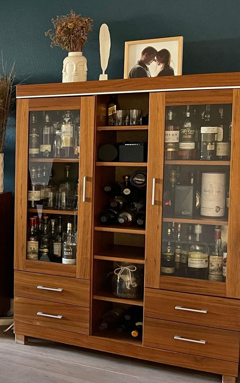 Drankenkast / Vitrinekast Notenhout Fineer, Ophalen, Gebruikt