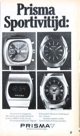 36 vintage advertenties horloges 40-14 Klok Casio Omega VOG, Ophalen of Verzenden, Gebruikt, Reclamebord