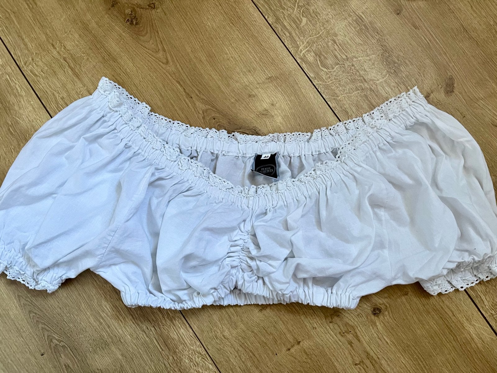 Witte Dirndl bloesje maat 46, Ophalen of Verzenden, Gedragen, Maat 46/48 (XL) of groter, Wit