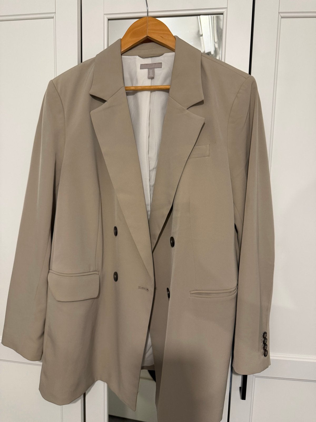 H&M Beige Blazer Maat L, Beige, Maat 42/44 (L), Ophalen of Verzenden, Zo goed als nieuw
