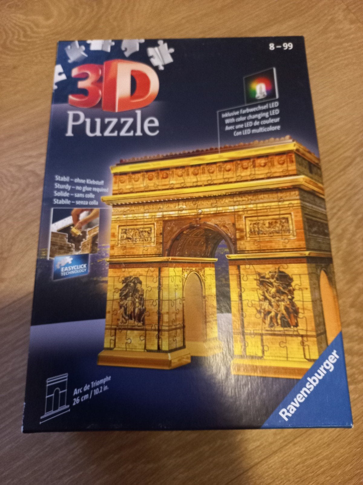 Ravensburger 3D Puzzle Arc de Triomphe met LED-verlichting, Ophalen of Verzenden, Meer dan 50 stukjes, Gebruikt