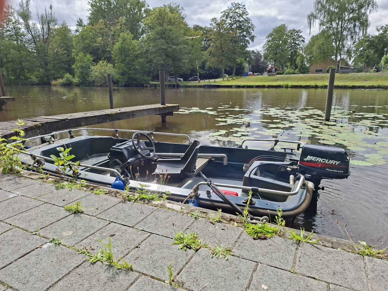 Stabiele motorboot/vissersboot met 5 PK Mercury motor, Watersport en Boten, Ophalen, Overige merken, Gebruikt, Buitenboordmotor