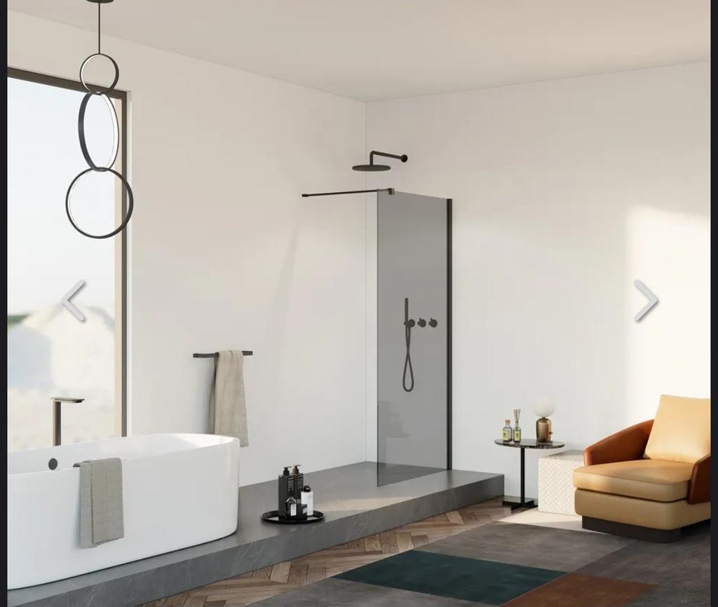 Inloopdouche 80x200 8mm Nano glas mat zwart Rookglas, Ophalen, Nieuw, Glas, Douche