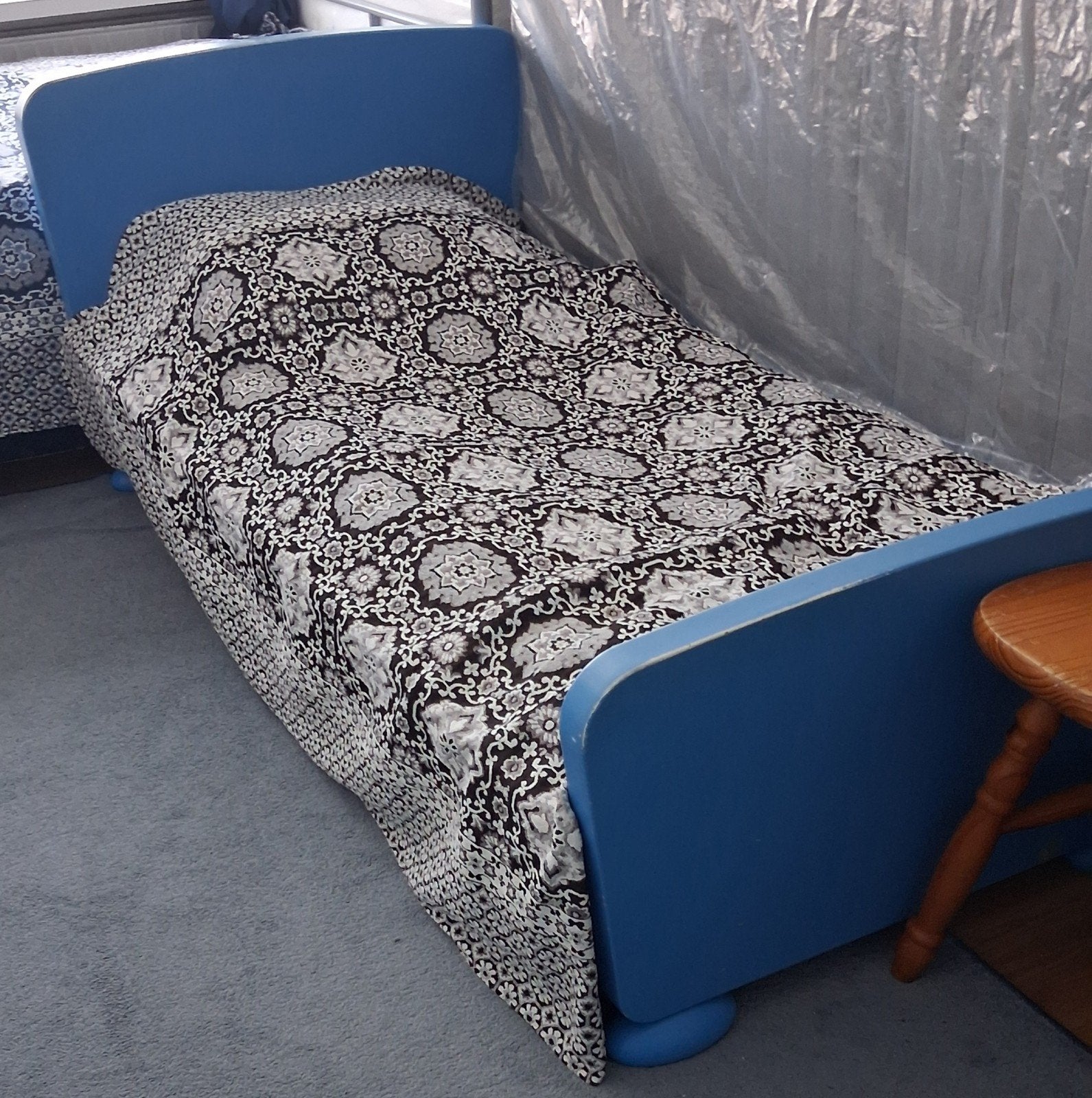 Blauw ikea eenpersoonsbed met matras, Ophalen, Gebruikt, 90 cm, Eenpersoons