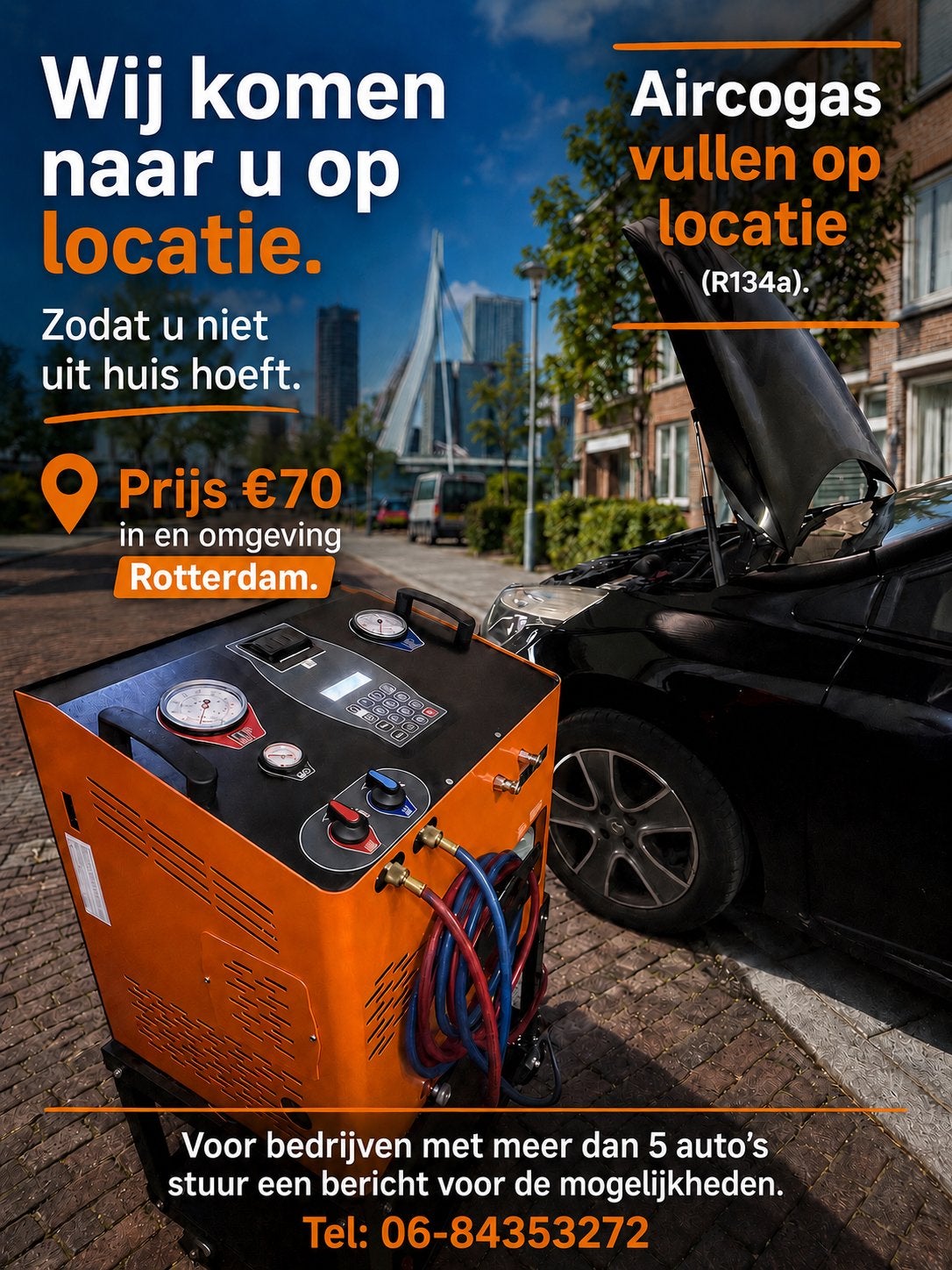 Auto aircogas vullen bij jou op locatie thuis. €70 IN JUNI, Ophalen, Nieuw