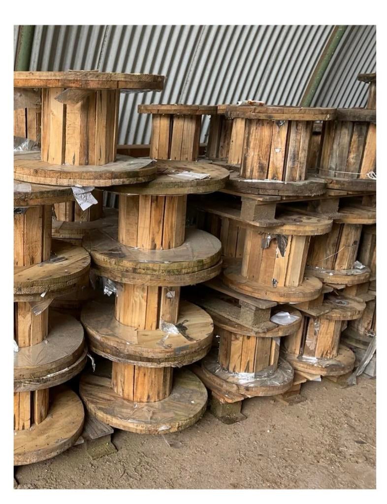 houten haspels/tuintafeltjes, Tuin en Terras, Ophalen, Rechthoekig, Hout