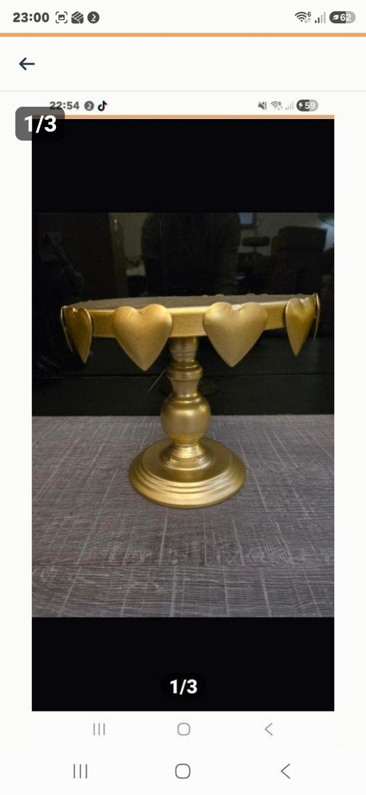 Mooi gouden taartplateau, versierd met hartjes., Huis en Inrichting, Woonaccessoires | Etagères, Ophalen, Nieuw