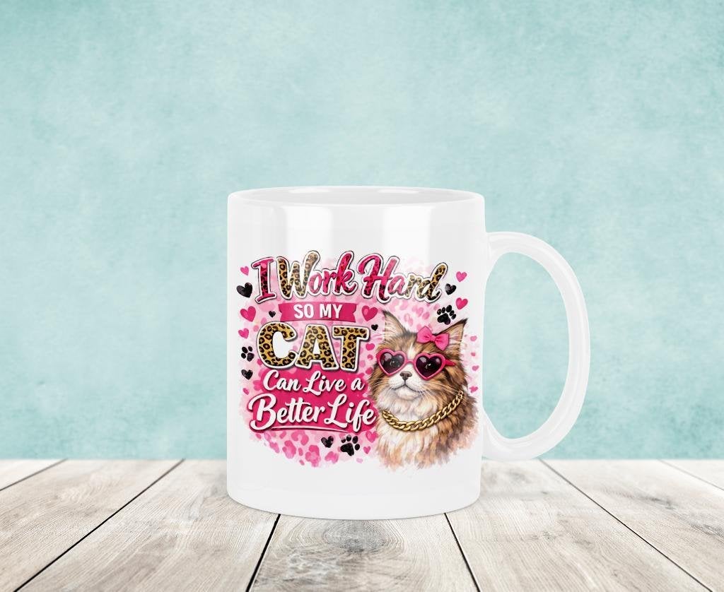 I Work Hard - Maine Coon Mok, Verzenden, Keramiek, Nieuw, Overige stijlen