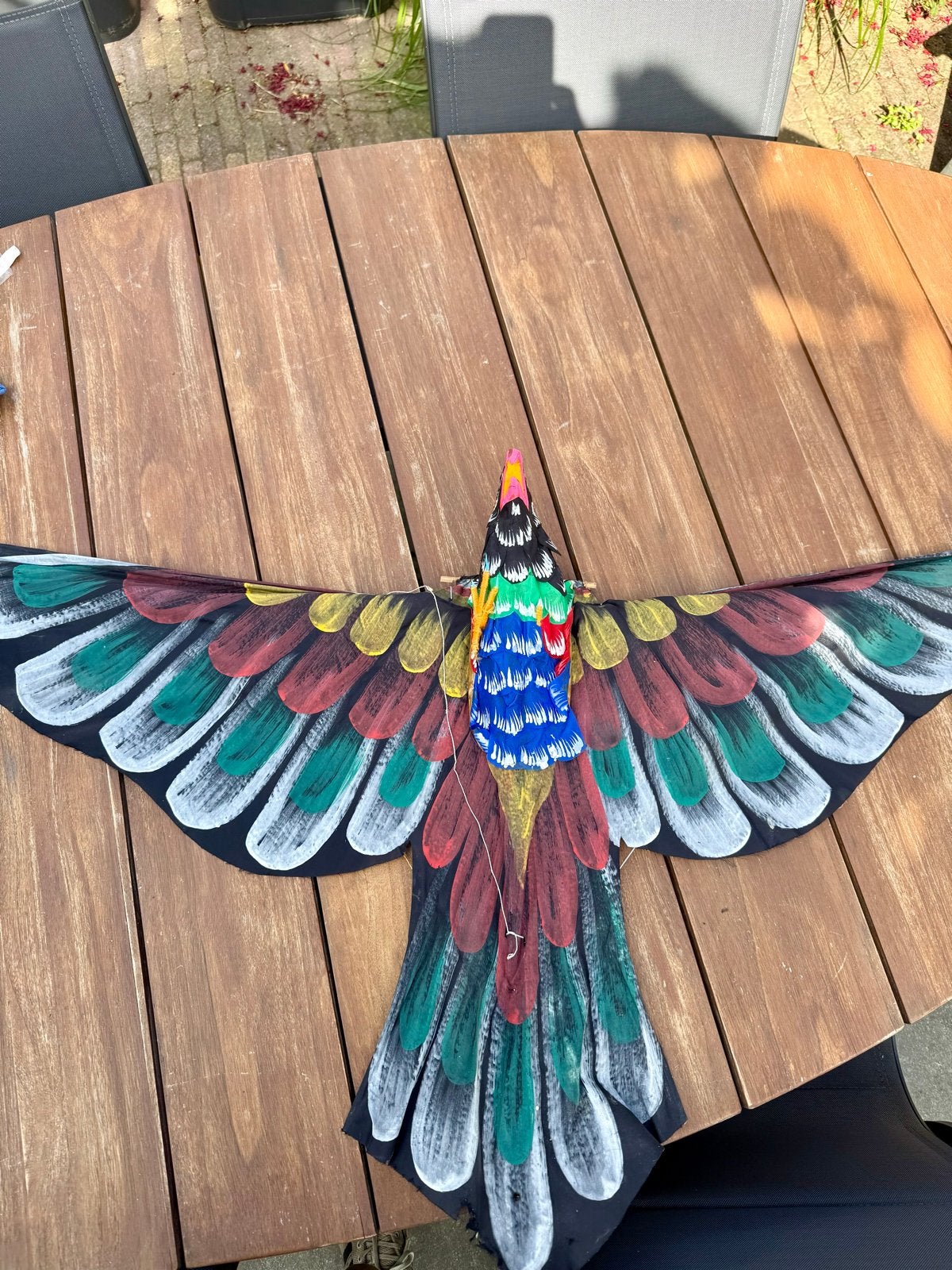 Kleurrijke vlieger in de vorm van een vogel, Ophalen of Verzenden, Zo goed als nieuw, Tweelijns, Vlieger