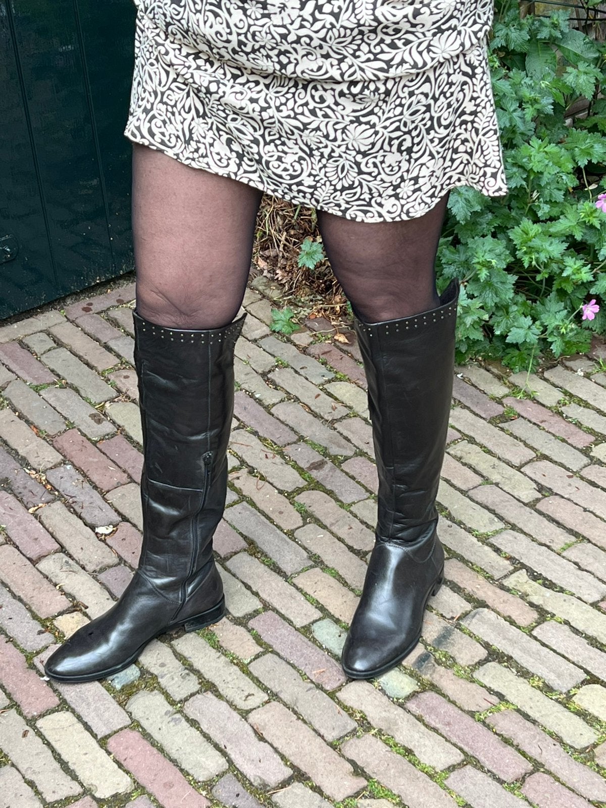 Te koop: hoge leren Laarzen, Kleding | Dames, Schoenen, Ophalen of Verzenden, Zo goed als nieuw, Zwart, Hoge laarzen
