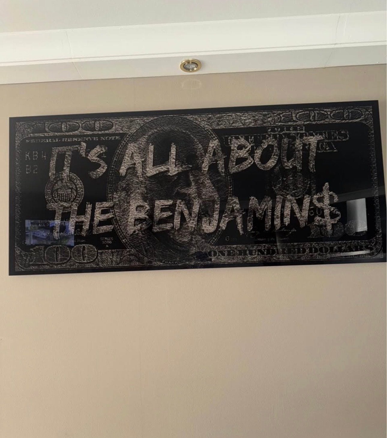 It's All About The Benjamins Plexiglas Kunstwerk, Huis en Inrichting, Woonaccessoires | Schilderijen, Tekeningen en Foto's, Ophalen