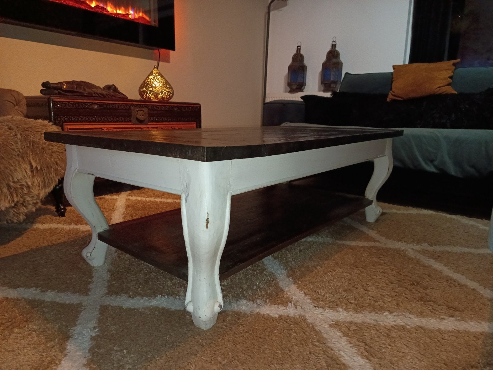 Rivièra Maison stijl Driftwood Salontafel - Donkere Beits, Ophalen, Gebruikt, 100 tot 150 cm, 50 tot 100 cm