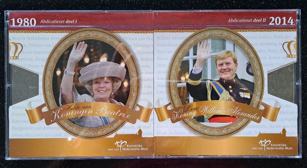 Dubbele muntset abdicatie I en II, Postzegels en Munten, Munten | Nederland, Ophalen of Verzenden, Koningin Beatrix, Euro's