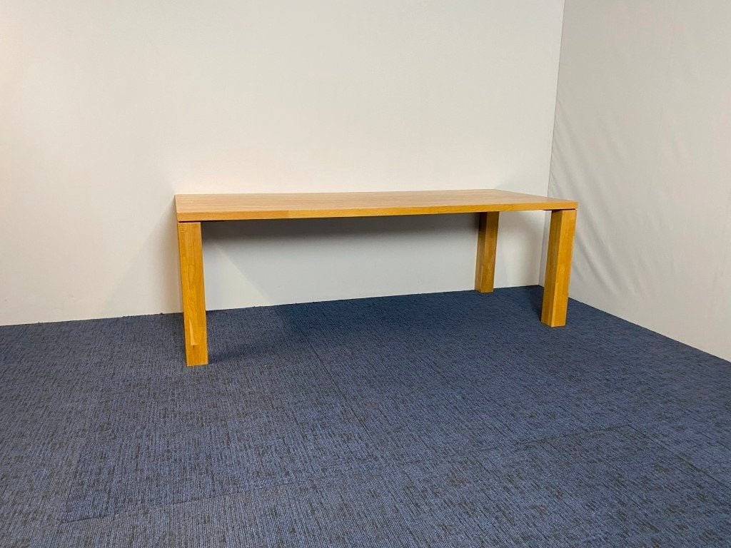 Vergadertafel, hout, eiken look, 220 x 90 cm., Ophalen, Gebruikt, Hout