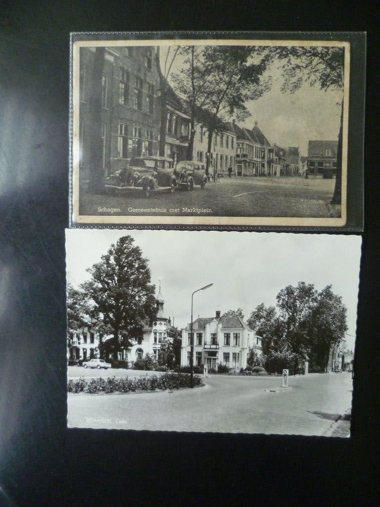 Schagen 2 ansichtkaarten, Ophalen, Gelopen, Noord-Holland