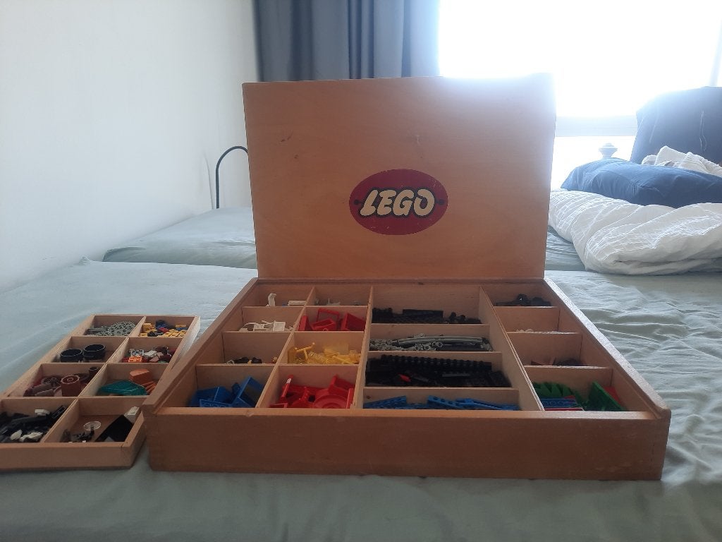 Vintage houten Lego doos, Ophalen, Gebruikt