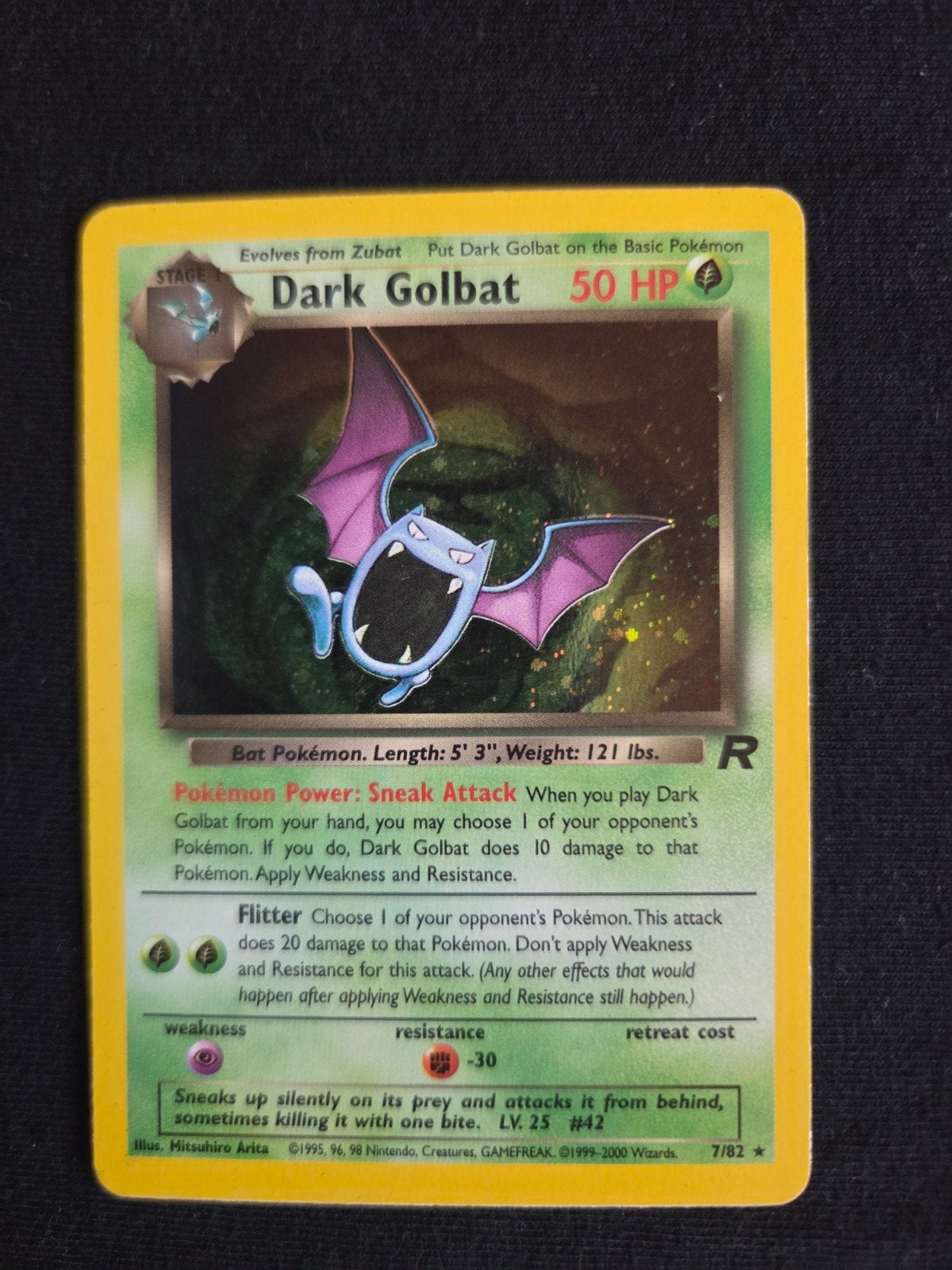Pokémon Dark Golbat 7/82 Team Rocket WOTC Kaart, Ophalen of Verzenden, Gebruikt, Losse kaart