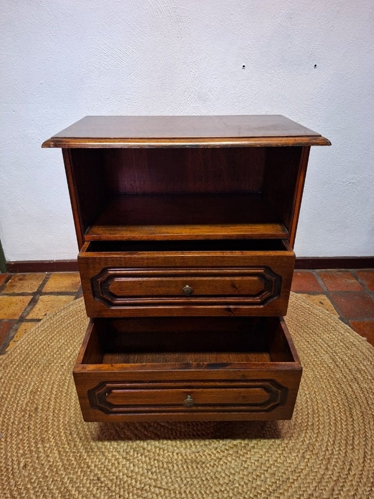 Klassiek houten nachtkastje/ bijzetkastje met 2 lades, Ophalen