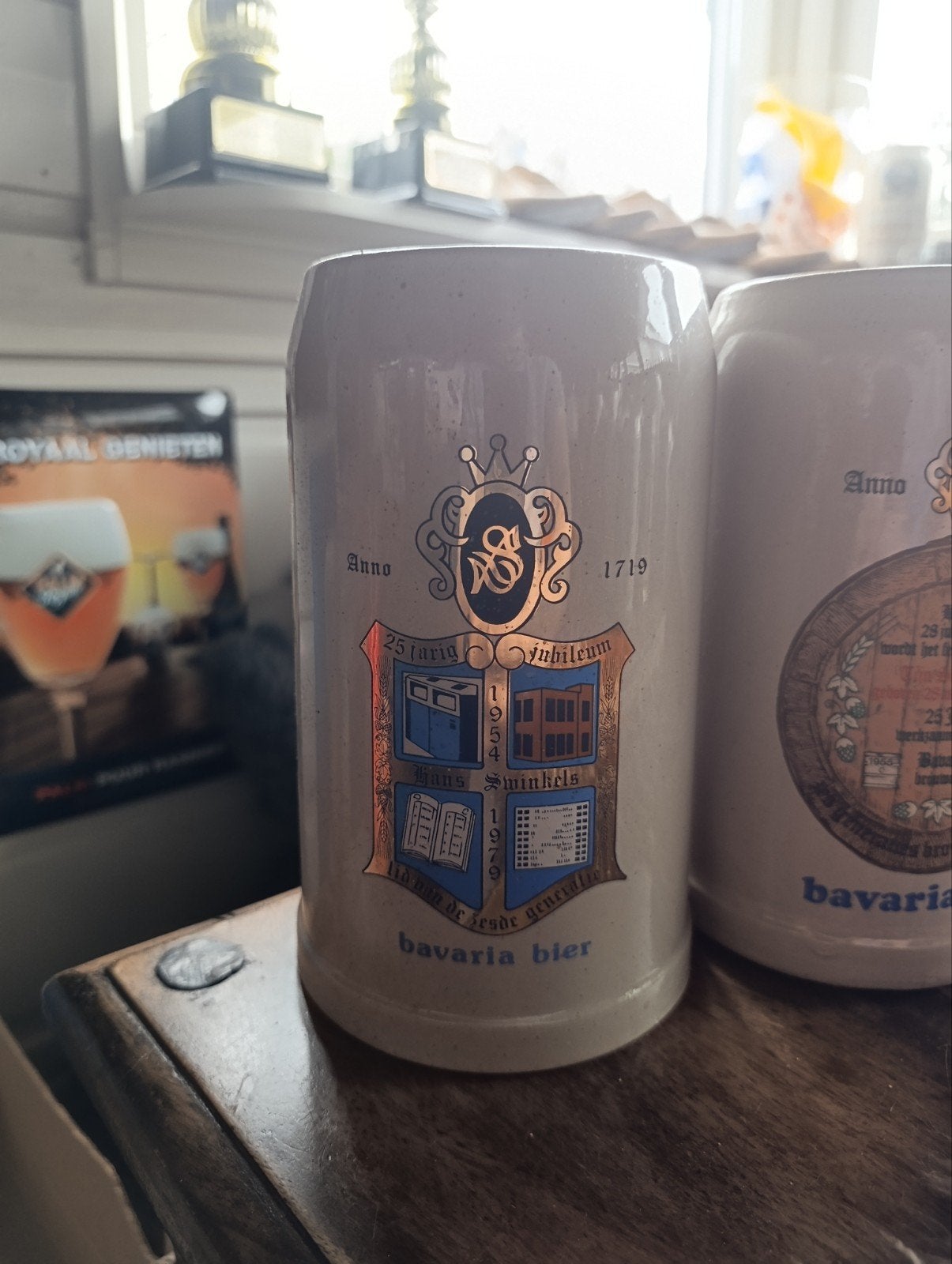 Vintage Bavaria Bier Stenen Pul - 1 Liter, Ophalen