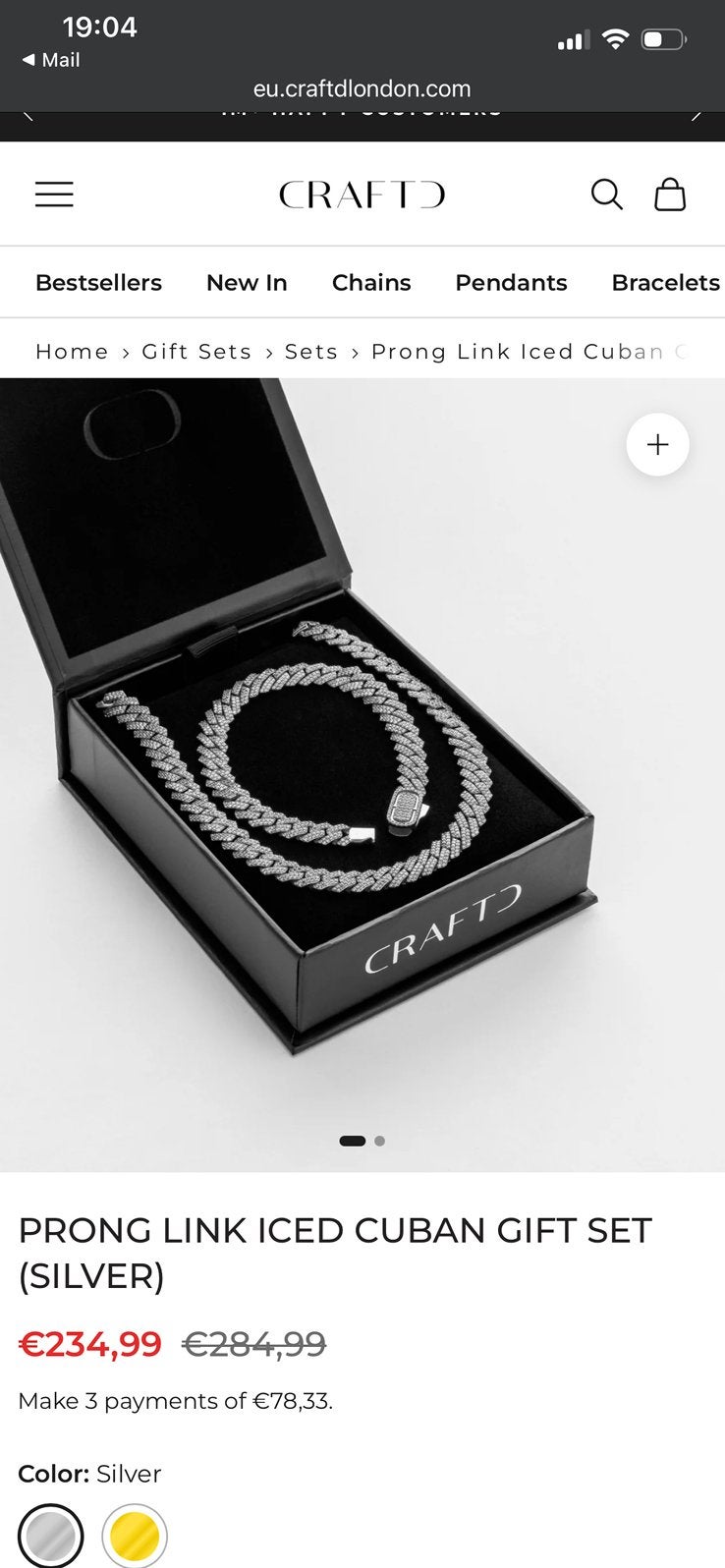 Craftd Iced Cuban Ketting Set - Zilverkleurig, Overige materialen, Zo goed als nieuw, Zilver, Ophalen