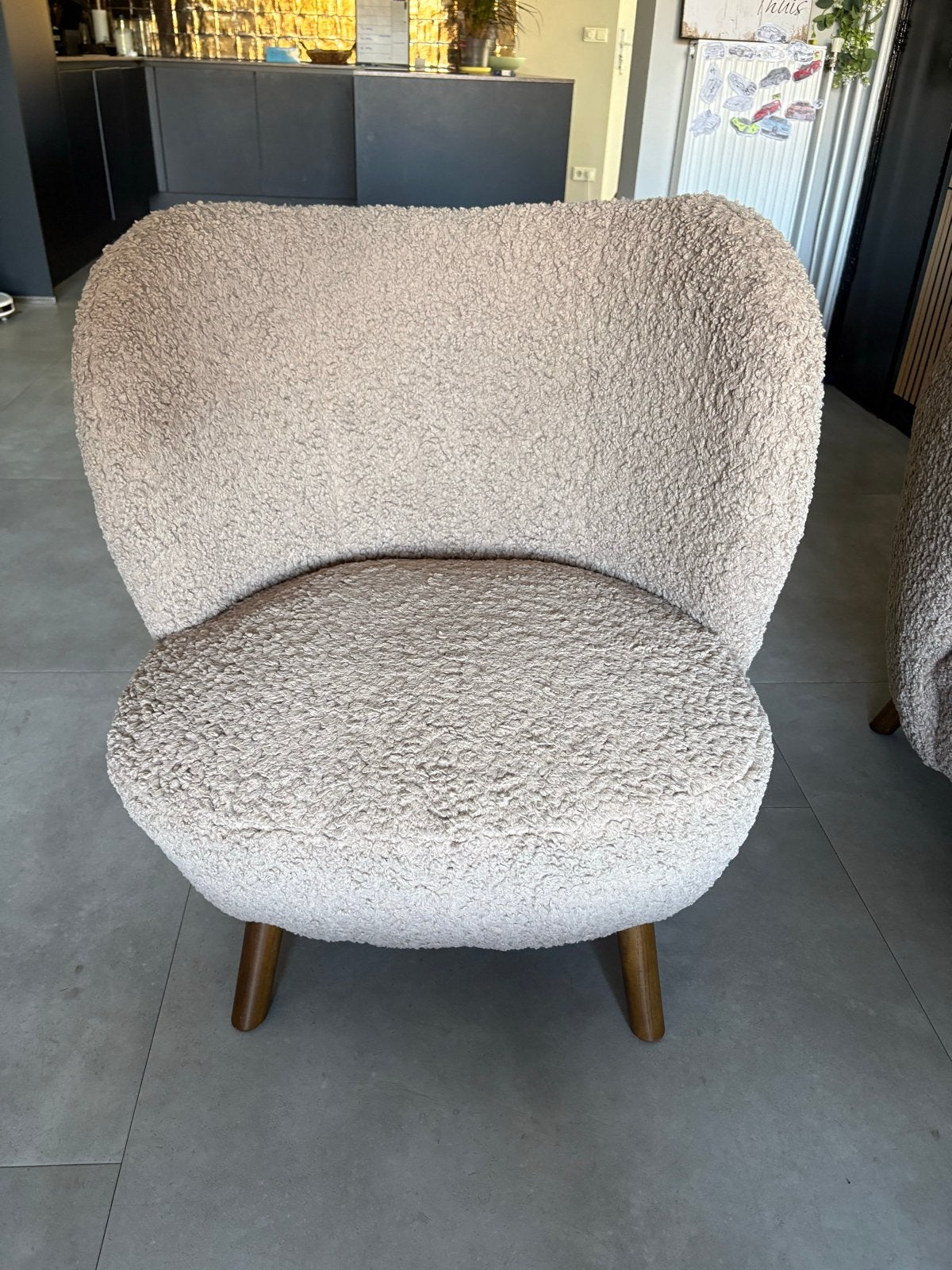 Comfortabele teddy Fauteuil - Crème/Beige, Ophalen, 75 tot 100 cm, Zo goed als nieuw, Stof