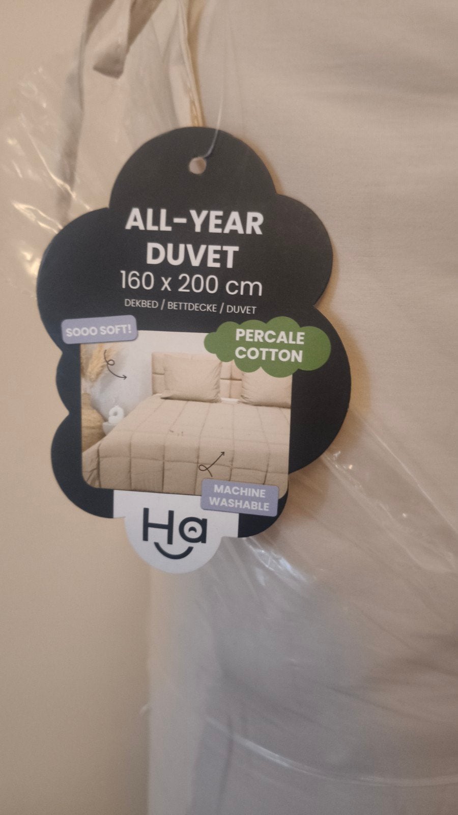 HappyBed Wasbaar Dekbed 160x200cm Katoen - Nieuw, Overige maten, Beige, Katoen, Nieuw